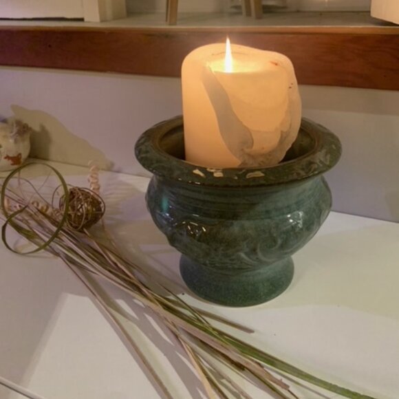 Turquoise Ceramic Vase - Handmade - Picture 1 of 2